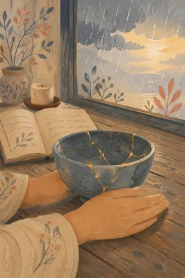 Restored Pottery with Gold Seams