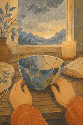 Gold Repaired Bowl with Gentle Hands