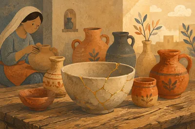Gold Repaired Pottery Symbolizing Healing Restoration