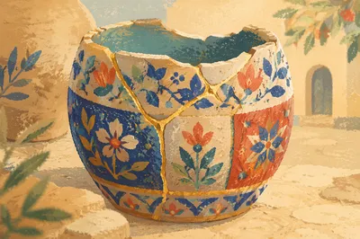 Gold Repaired Pottery Symbolizing Emotional Healing