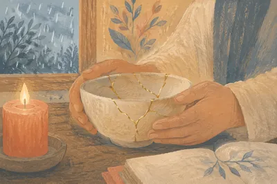 Gold Mended Pottery with Healing Hands