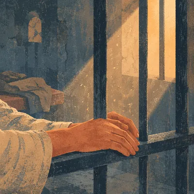 Hopeful Salvation Light Through Prison Bars