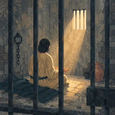 Hopeful Salvation Light Through Prison Bars