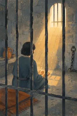 Hopeful Salvation Light Through Prison Bars