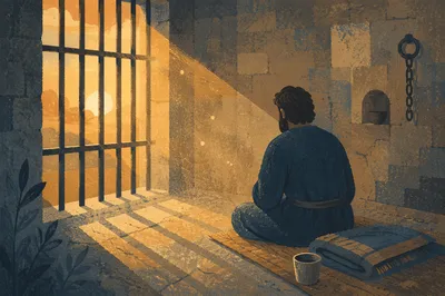 Golden Salvation Light in Prison Cell