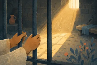 Hopeful Sunlight Through Prison Bars