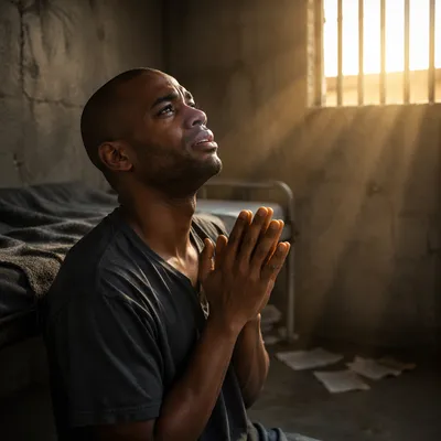 Sunlight Through Prison Bars at Dawn