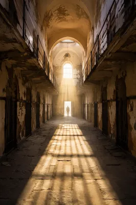 Salvation Light Through Abandoned Prison Bars