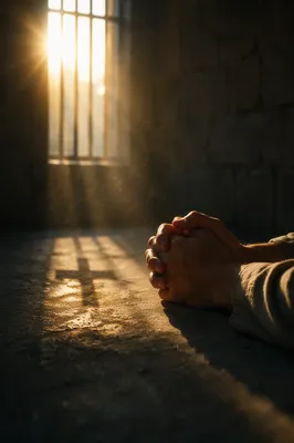 Golden Salvation Light Through Prison Bars