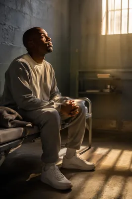 Hopeful Man in Prison Cell Dawn