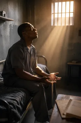 Sunlight Through Bars in Prison Cell