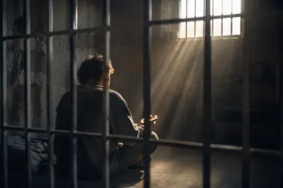 Hopeful Salvation Light Through Prison Bars