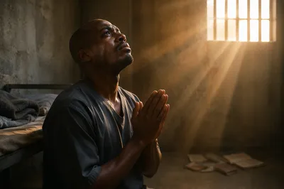 Sunlight Through Prison Bars at Dawn