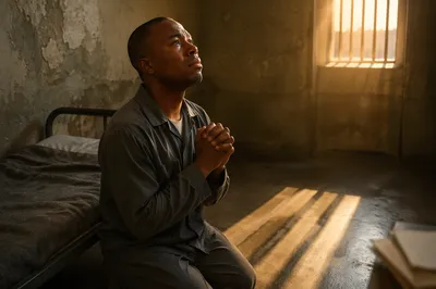 Sunlight Through Prison Bars at Dawn