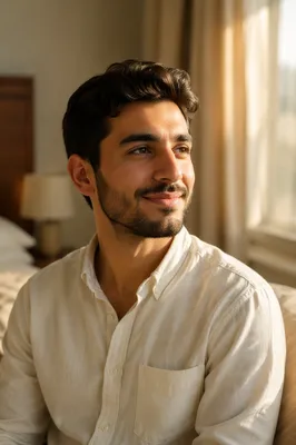 Serene Young Man in Morning Light