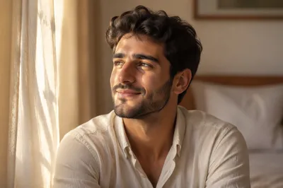 Serene Young Man in Morning Light