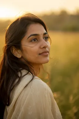 Serene Young Woman in Meadow Light