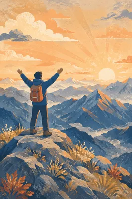 Silhouette Victory on Sunrise Mountain Summit