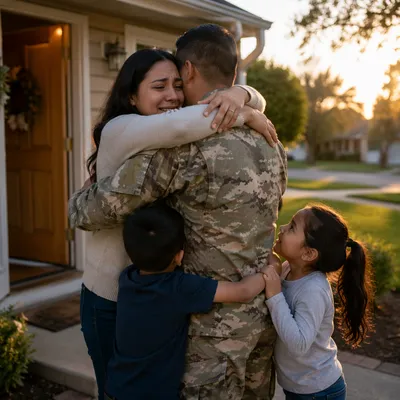 Military Family Reunion on Front Porch