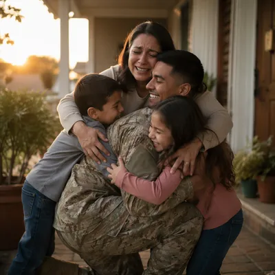 Soldier Family Reunion on Front Porch