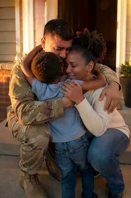 Emotional Family Reunion on Front Porch