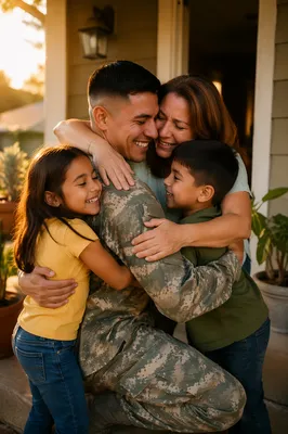 Soldier Family Reunion on Front Porch