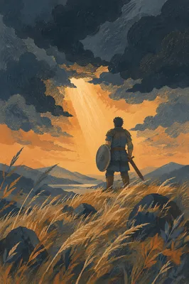 Lone Warrior at Dusk in Faith