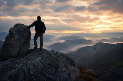 Strength and Faith on Mountain Rock