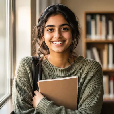 Enthusiastic University Student by Window