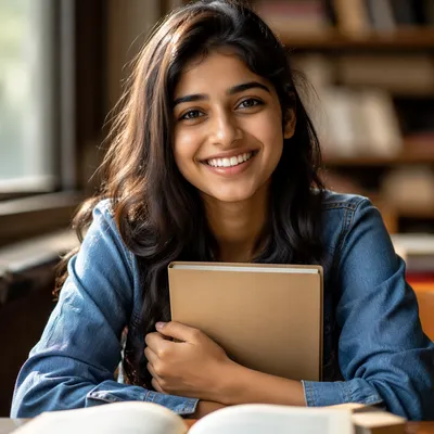 Eager University Student by Library Window