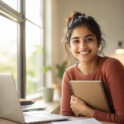 Enthusiastic University Student by Window