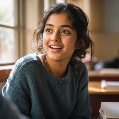 Eager University Student by Sunlit Window