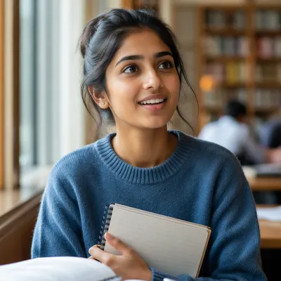 Eager University Student by Classroom Window
