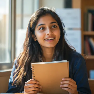 Eager Student Portrait by Classroom Window