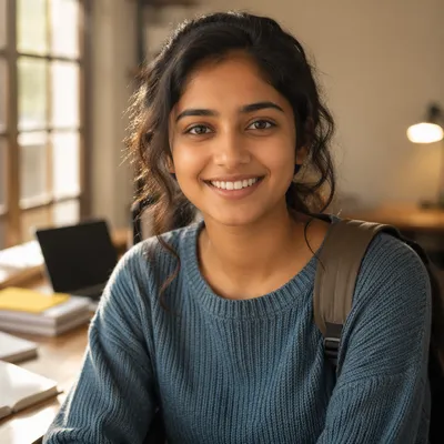Enthusiastic College Student by Sunlit Window