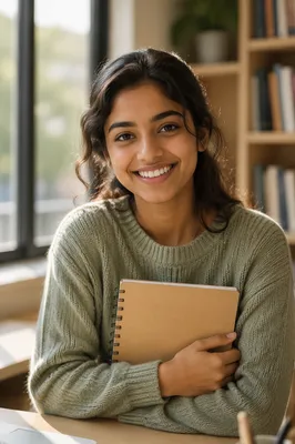 Enthusiastic University Student by Window