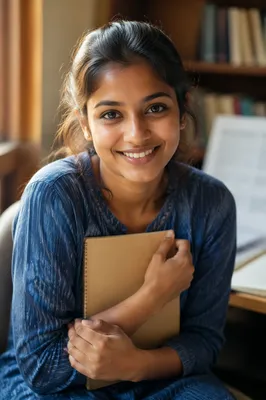 Eager University Student by Library Window