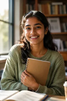 Enthusiastic College Student by Sunlit Window