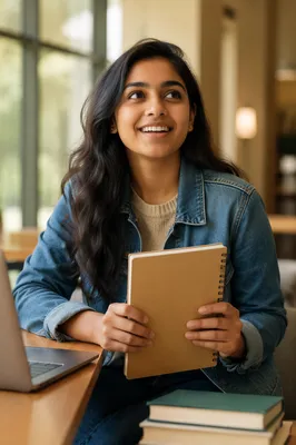 Enthusiastic University Student by Window