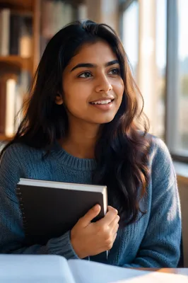 Eager University Student by Classroom Window