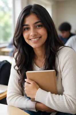 Eager University Student by Classroom Window