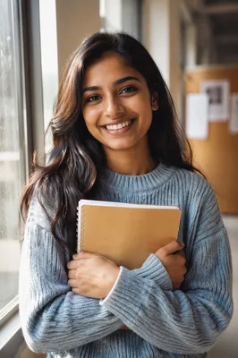 Smiling University Student by Classroom Window