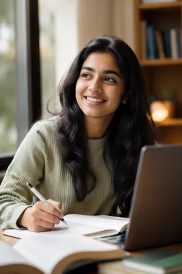 Enthusiastic College Student by Sunlit Window