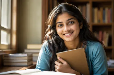 Eager University Student by Library Window