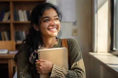 Enthusiastic College Student by Sunlit Window