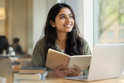 Enthusiastic University Student by Window