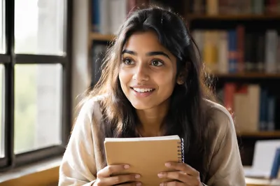 Eager Student Portrait by Classroom Window
