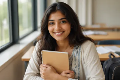 Eager University Student by Classroom Window
