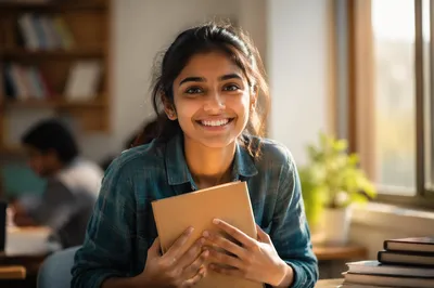 Enthusiastic College Student by Sunlit Window