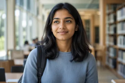 Eager University Student in Bright Library